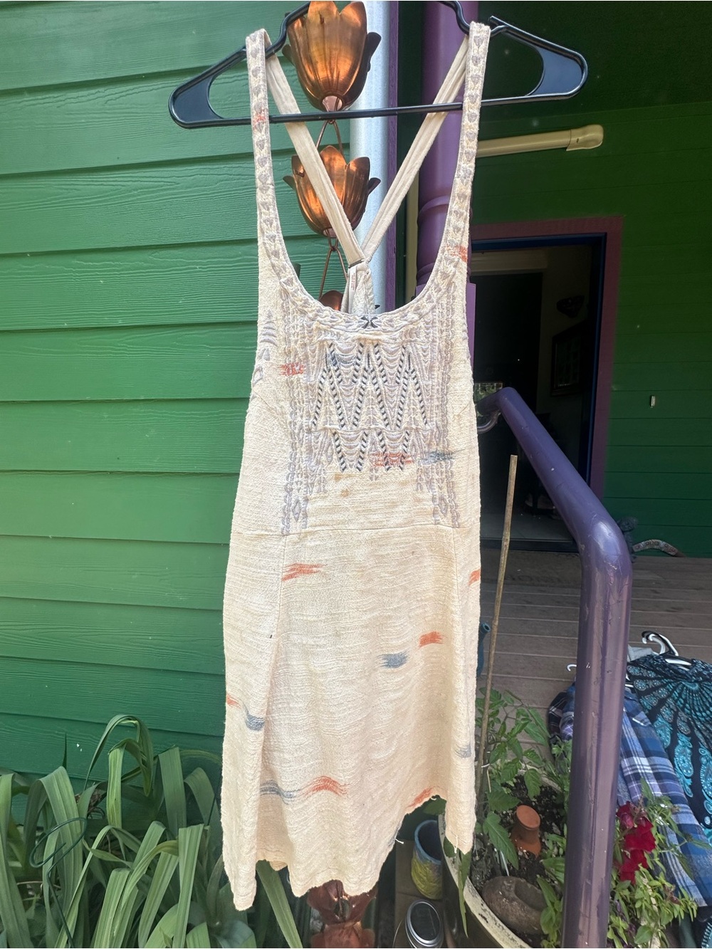 Urban Outfitters Cream Knit Strappy Sundress with Subtle Accent Threads